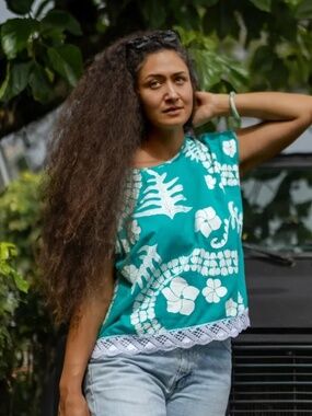NEW Kealopiko He Aloha no Tahiti | Boxy Top - teal